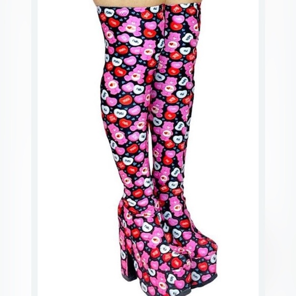 YRU Care Bear thigh high platform boots size 9 - Picture 1 of 12
